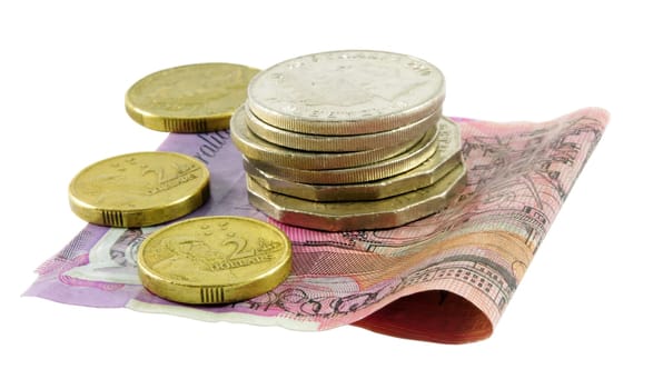 Australian cash over white surface