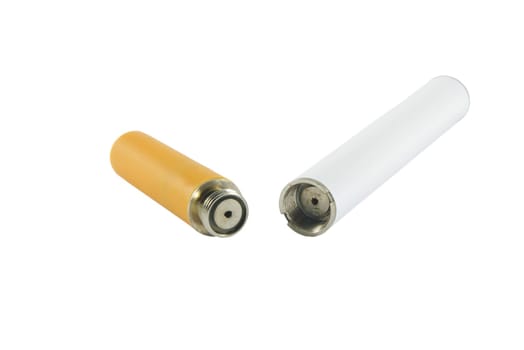 Closeup of electronic cigarette over white surface