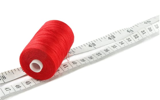 red threads and meter isolated on white