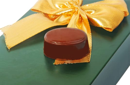 gift chocolate candy on green box