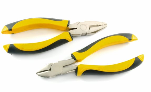 tools closeup over white surface