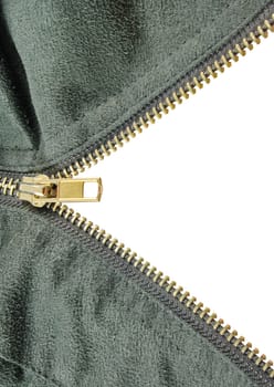 zipper closeup on grey cloth