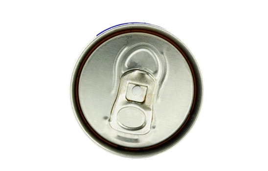 can of drink closeup over white