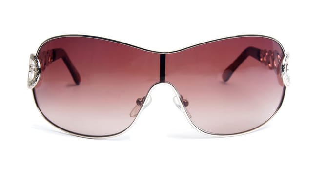 elegant female sunglasses on white