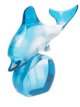 blue glass dolphin isolated on white