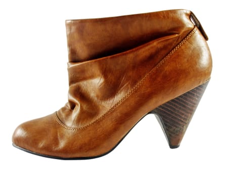 female brown elegant boot on white