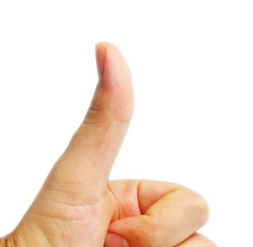 thumbs up on white surface..