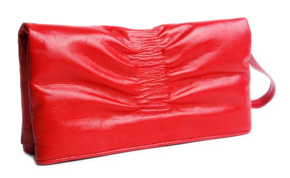 red female handbag over white