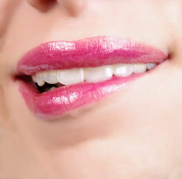 closeup of bright red lips