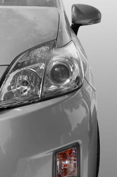 front view of modern silver car