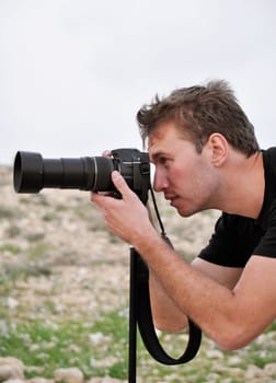 young photographer on the nature