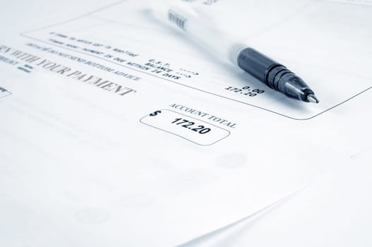 closeup of the bill and pen