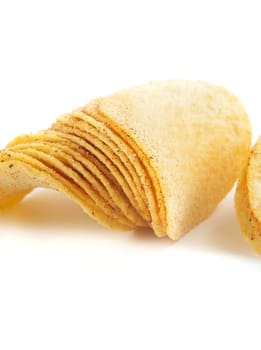potato crisps on the white surface