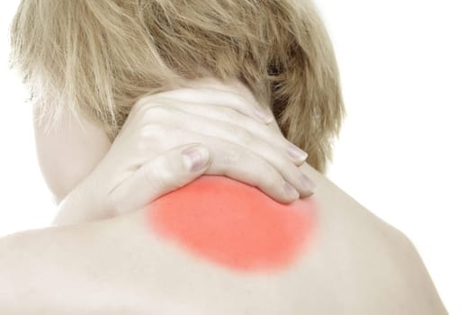 woman has a back pain. toned picture