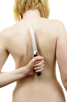 bare woman back with knife