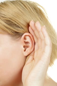 blonde female ear closeup