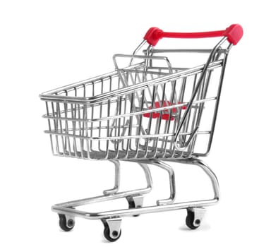 shopping trolley isolated on white background