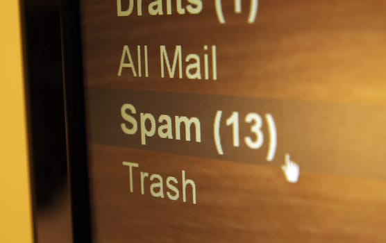 spam mail folder closeup