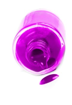 pink nail polish bottle on white