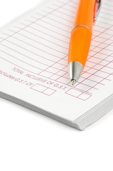 tax invoice book with pen