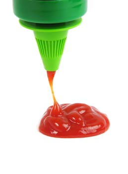 tomato sauce closeup with the bottle. focus on bottle