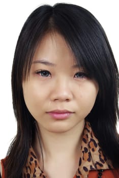 portrait of beautiful crying asian woman