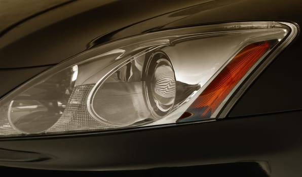 modern car lamp closeup.toned picture