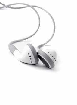 earphones on white background