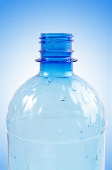 wet plastic water bottle closeup