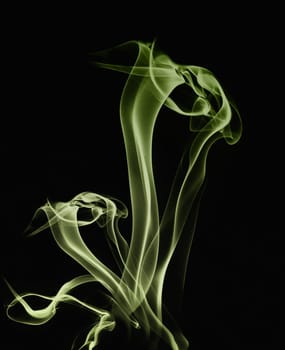 green abstract smoke on black