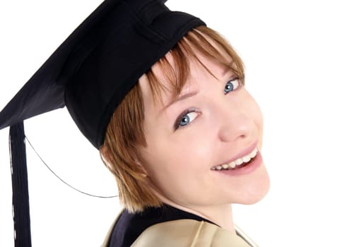 graduated girl with hat closeup