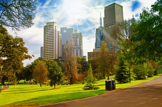 city park in sunny day.Melbourne Australia