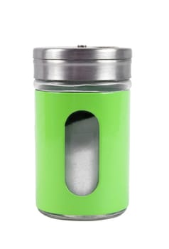 green salt container isolated on white