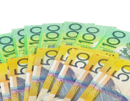 australian  money banknotes on white surface