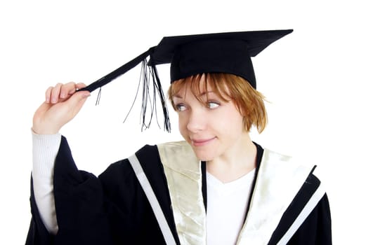 graduated girl with hat closeup