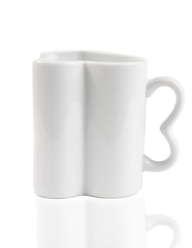 big mug in the shape of heart over white