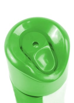 green air freshener bottle over white