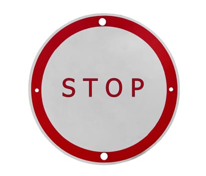 red stop road sign isolated on white