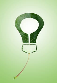 eco concept. green lamp made from leaf