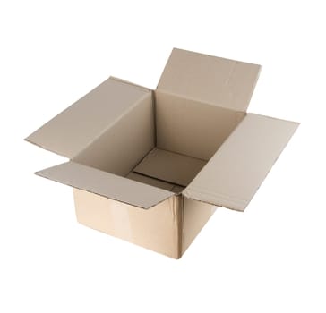 closeup of carton box over white