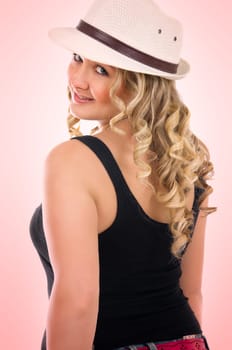 beautiful blond woman closeup portrait
