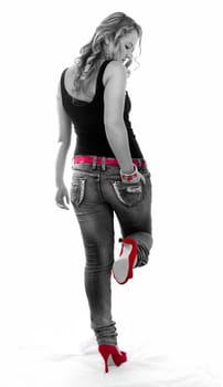 beautiful blond woman.selective color