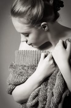 old style portrait of woman.toned picture