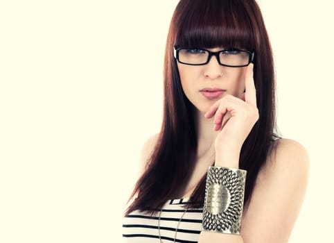 portrait of beautiful girl with glasses
