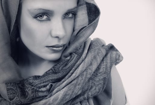 high contast portrait of woman.toned picture