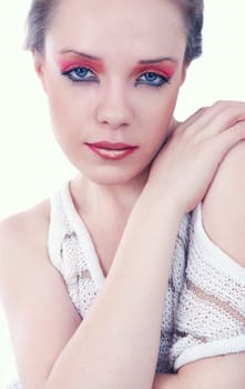 closeup of beautiful fashion woman portrait