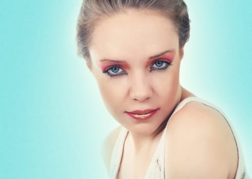 beautiful woman portrait on colorful background