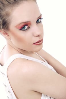 closeup of beautiful fashion woman portrait