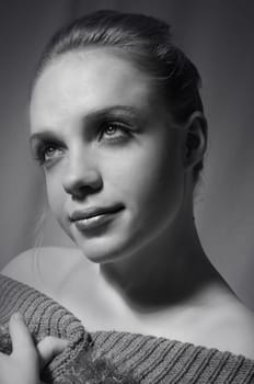 old style portrait of woman.toned picture