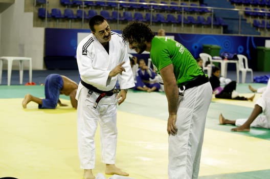 lauro de freitas, bahia - brazil - july 28, 2016: Justo Noda, coach of the judo team of Cuba is seen during training at the Pan American Center of Jodo (CPJ), in the Ipitanga neighborhood in the city of Lauro de Freitas